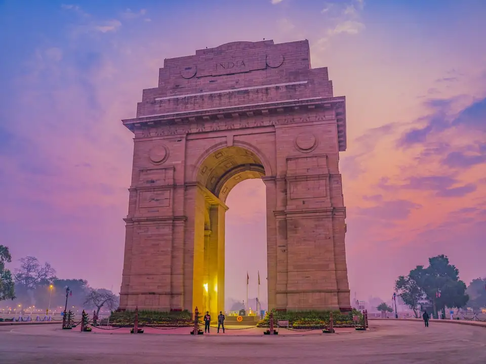 India Gate in New Delhi at sunset