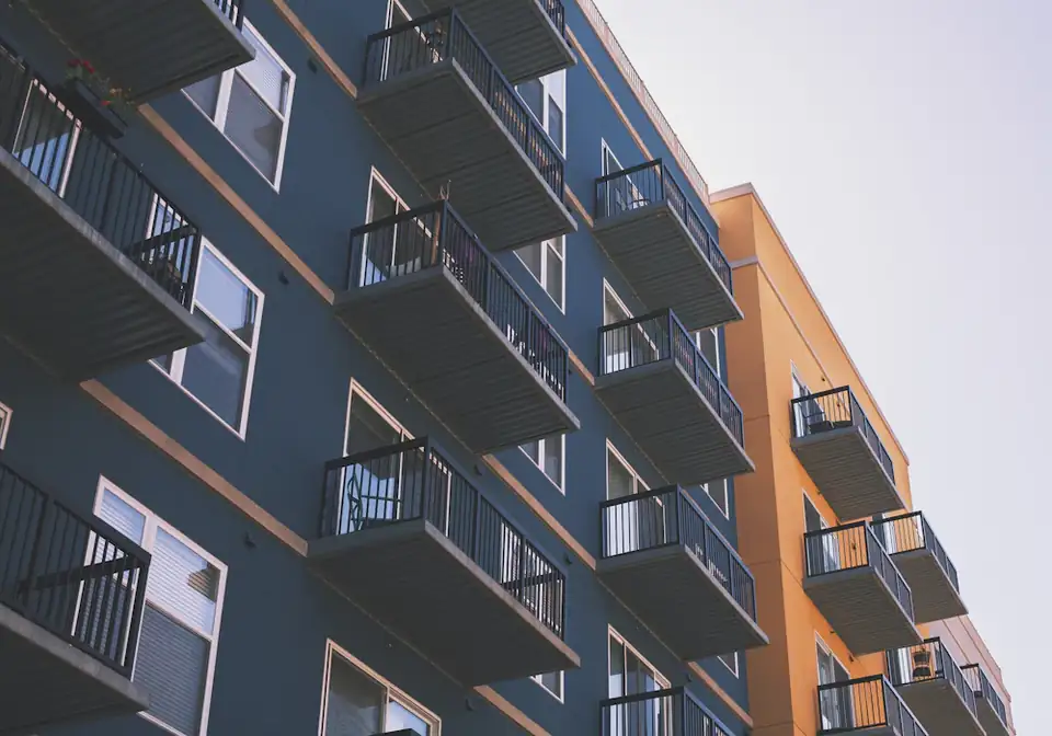 Modern apartment building with balconies